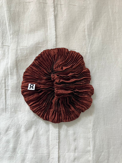 AZUR - Plissé Satin Silk Scrunchie - Mahogany