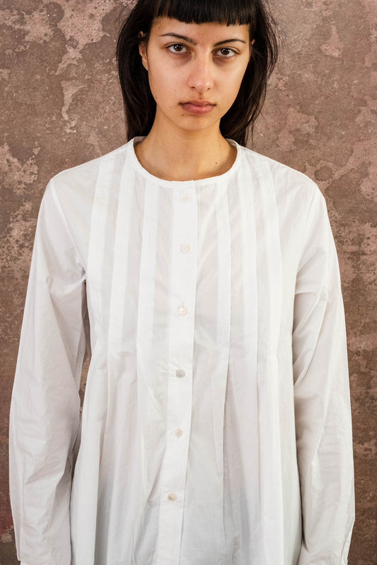sula - pleat shirt kilberry cotton - white