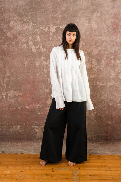 sula - pleat shirt kilberry cotton - white