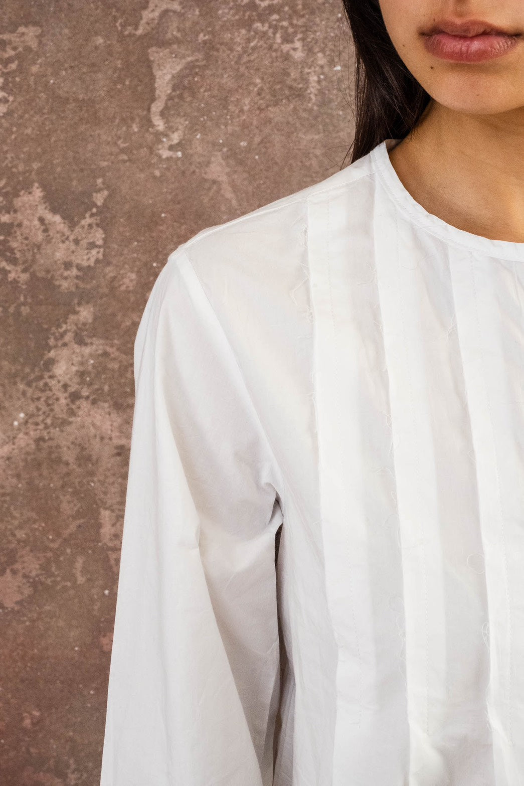sula - pleat shirt kilberry cotton - white