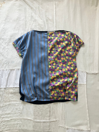 garbage core - STRIPES AND FLOWERS BLOUSE