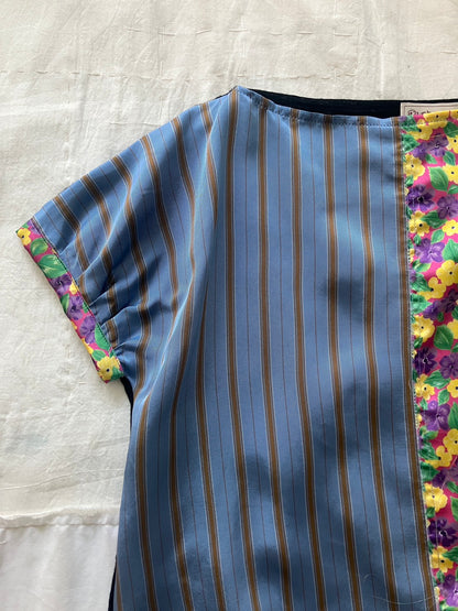 garbage core - STRIPES AND FLOWERS BLOUSE