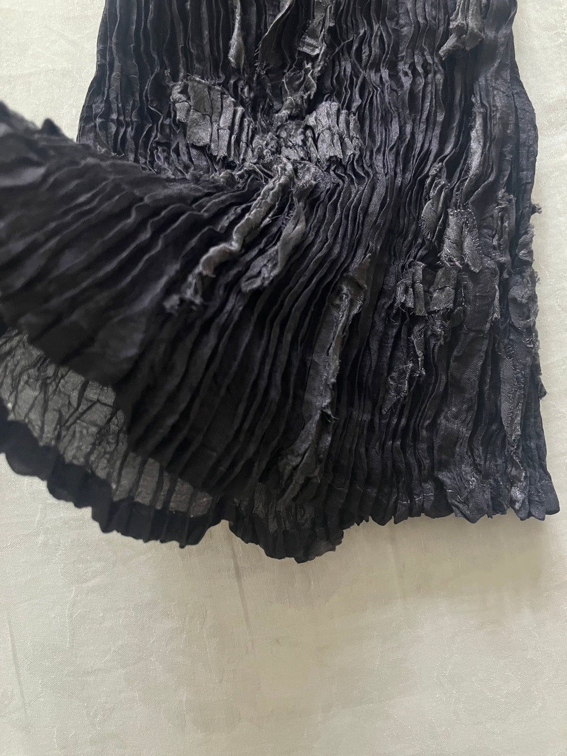 AZUR - Plissé Sheer Silk Appliqué Tube Top - Charcoal