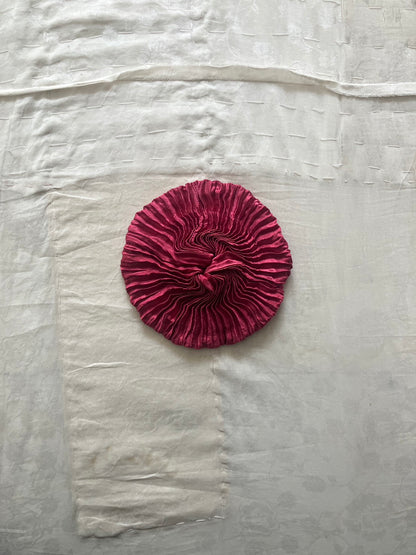 AZUR - Plissé Satin Silk Scrunchie - Fuchsia