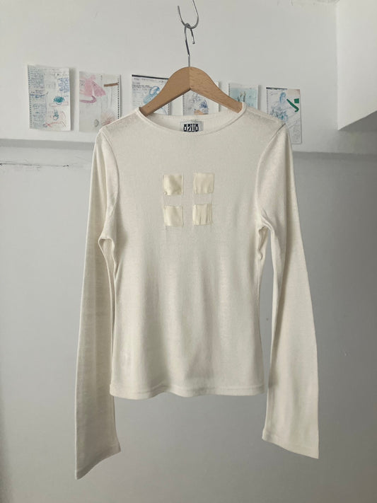 AZUR - Raw Silk Long Sleeve Tee + Offcuts - Undyed (light beige)