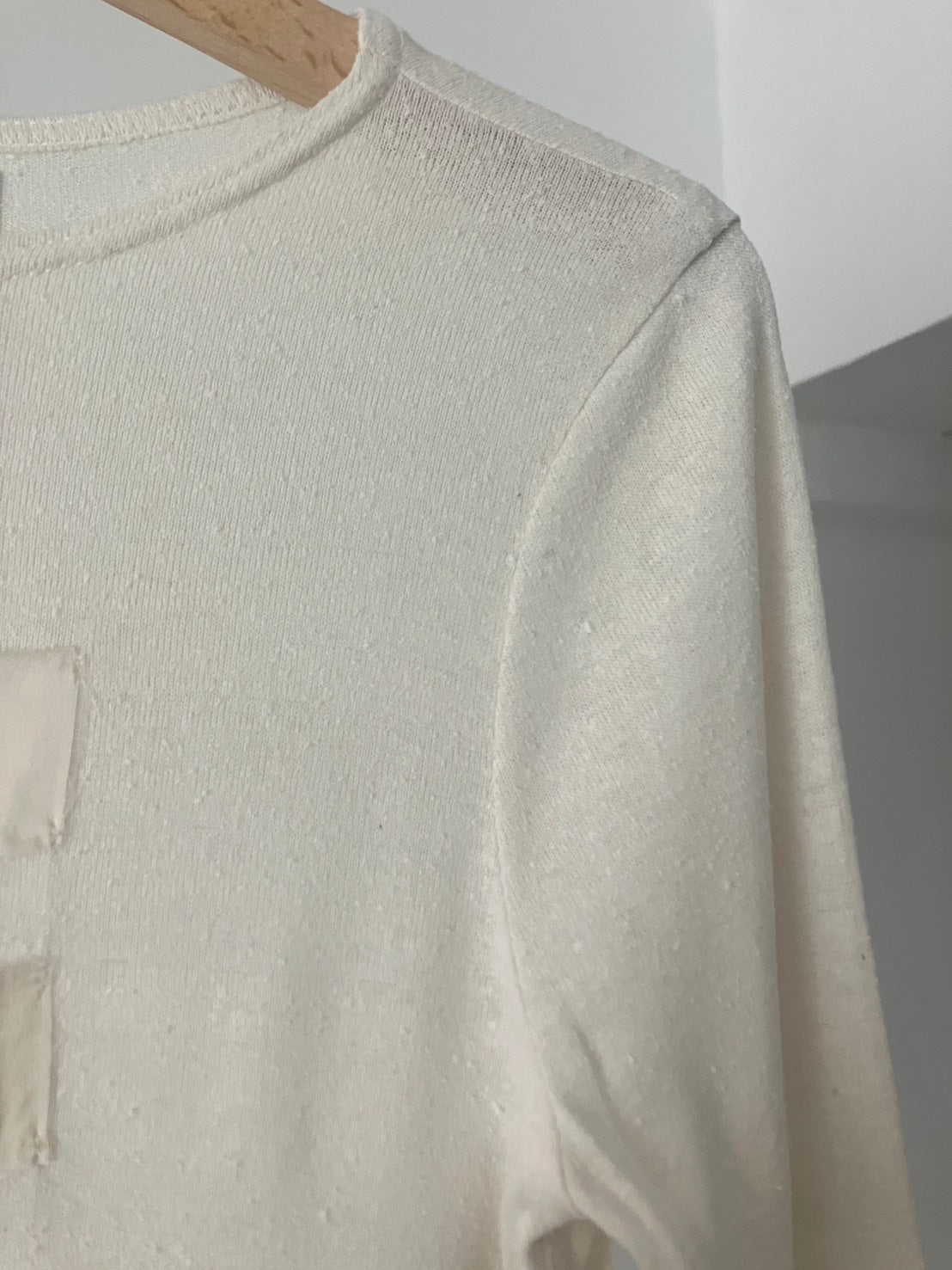 AZUR - Raw Silk Long Sleeve Tee + Offcuts - Undyed (light beige)