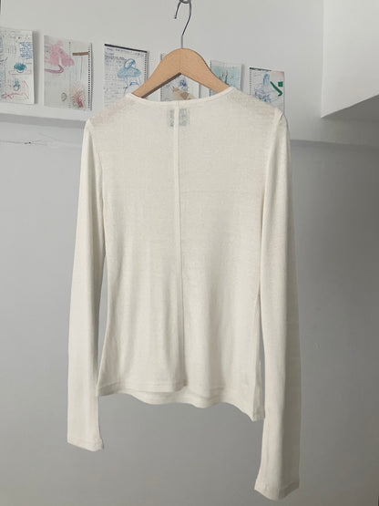 AZUR - Raw Silk Long Sleeve Tee + Offcuts - Undyed (light beige)