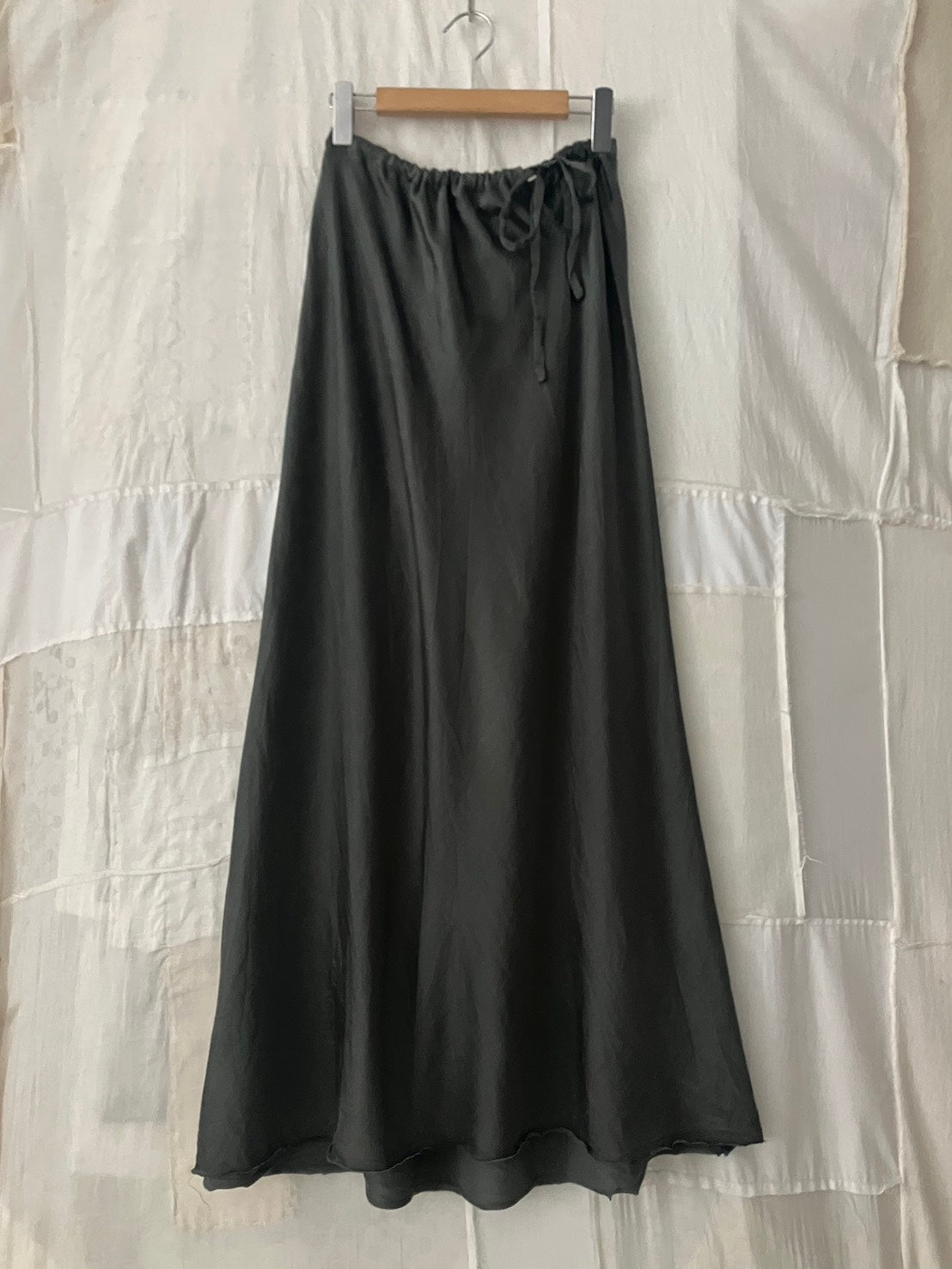 sula - bias cut long skirt - gunmetal