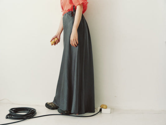sula - bias cut long skirt - gunmetal