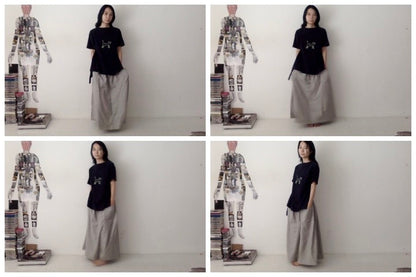 everyone's mother - garden skirt long - Smoke