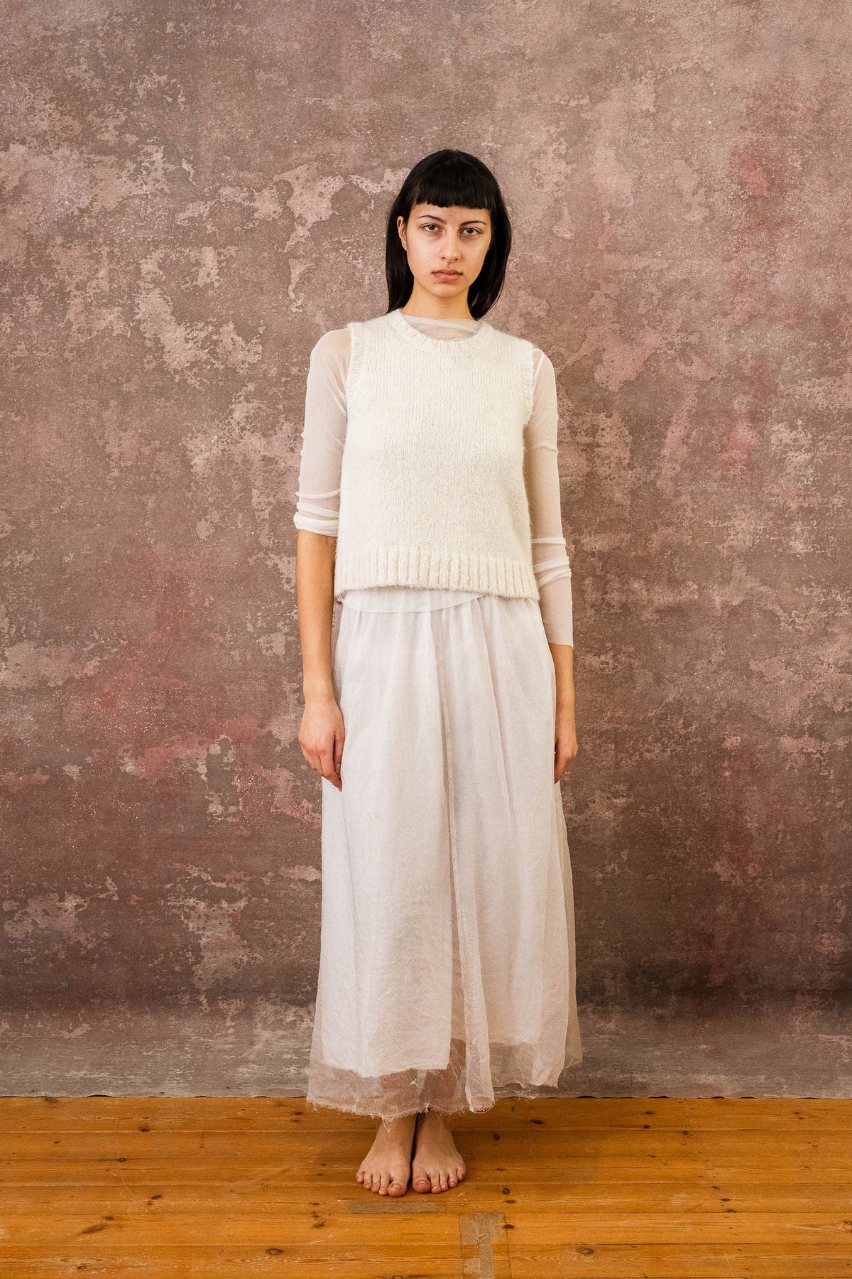 sula - elastic top skirt - silk organza print