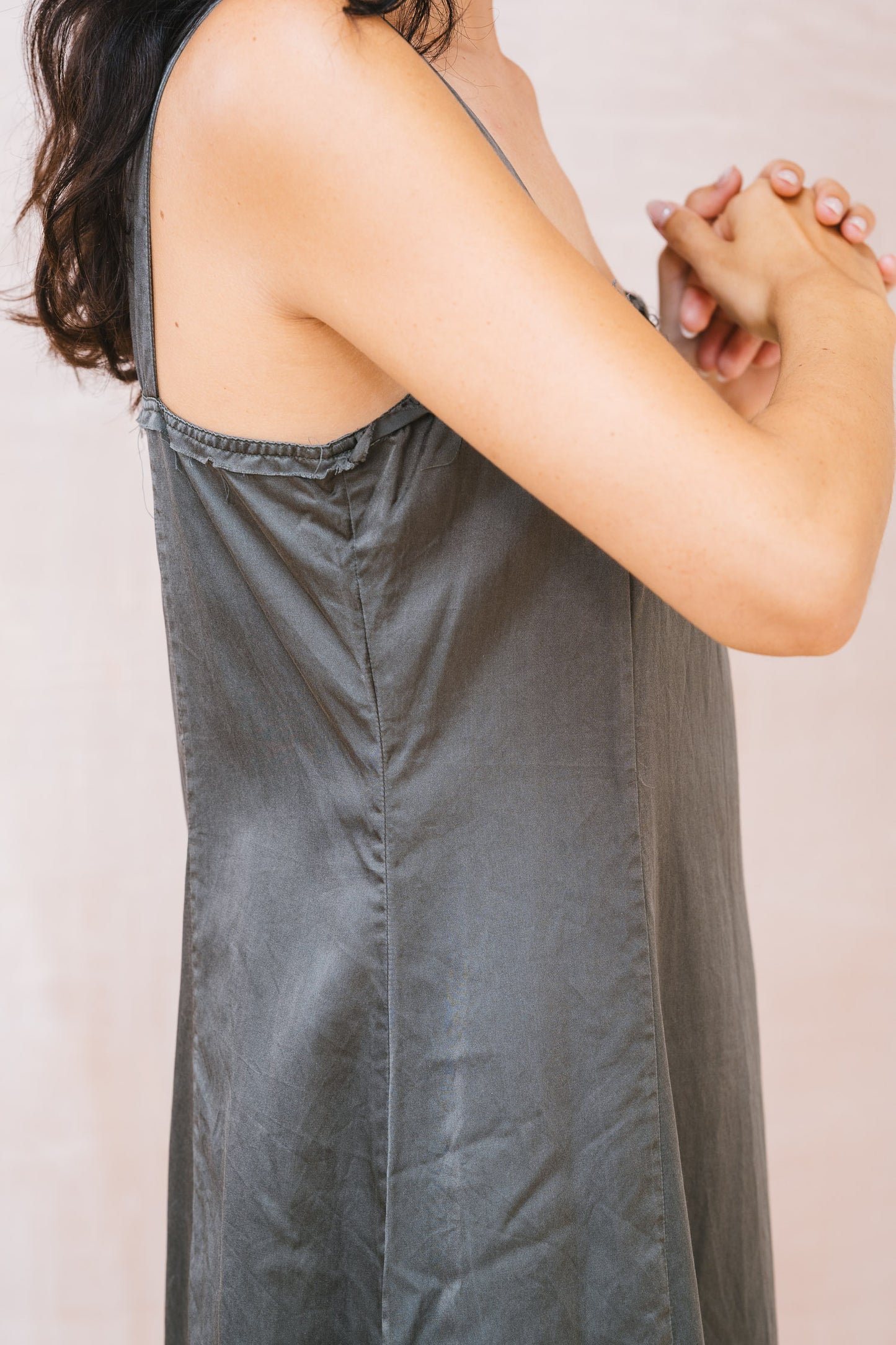 sula - wide strap dress - gunmetal