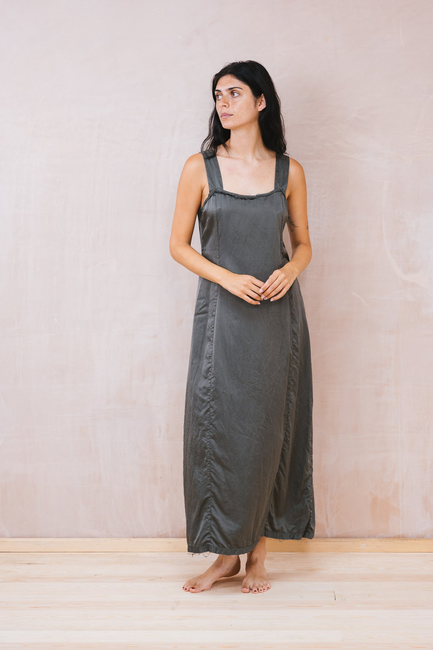 sula - wide strap dress - gunmetal