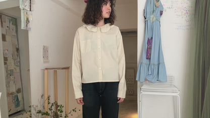 sula - pucked collar blouse - alabaster