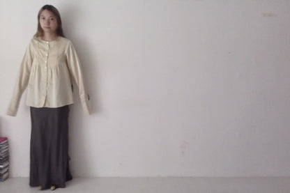 sula - new washed shirt - silk cotton satin - oyster white